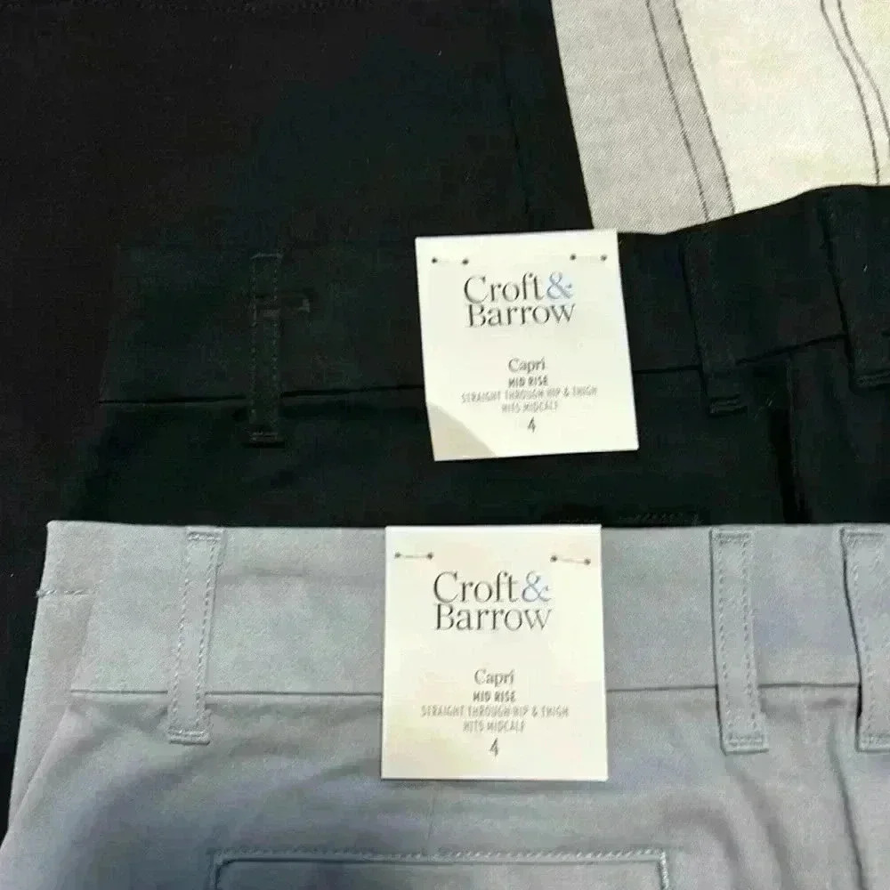 Croft & Barrow New with Tags Women’s Capri Mid Rise Size 4 Black and Gray - Picture 4 of 9